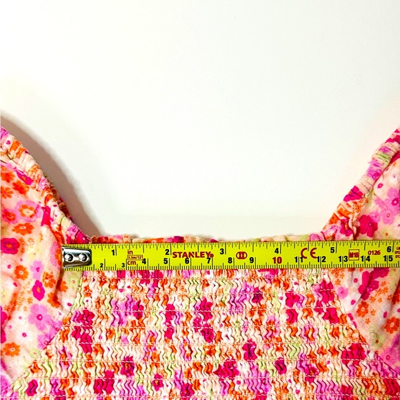 Ever After Girls Smocked Cropped Puff Sleeve Pink Floral Top size 10 - Picture 6 of 6